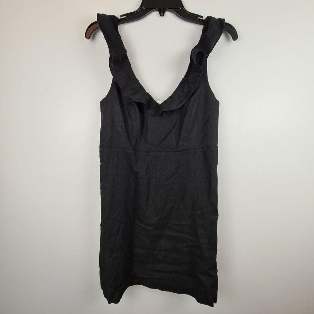 Old Navy‎ Linen-Blend Boho Black Sleeveless Ruffled V-Neck Dress SP Mini Smocked